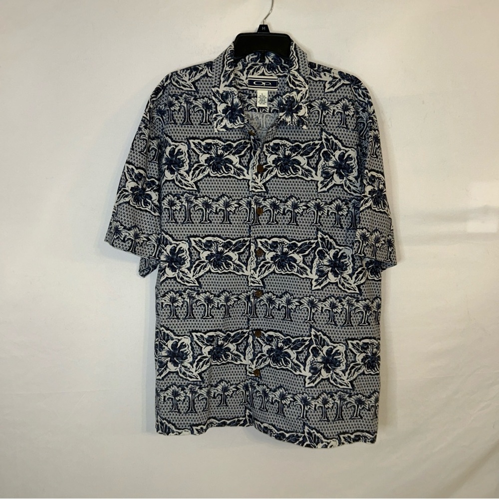 OP Blue and White‎ Relaxed Fit Casual Shirt
